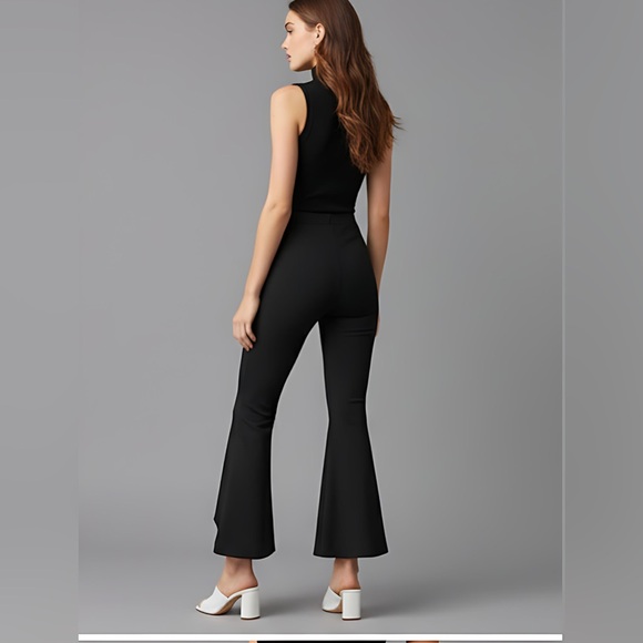 *RESTOCK* Black Ruffle Hem Flare Leg Pants - Picture 4 of 5